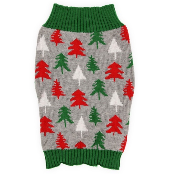 Small dog holiday pet sweater Christmas trees ugly Christmas sweater for dog cat - Picture 3 of 17
